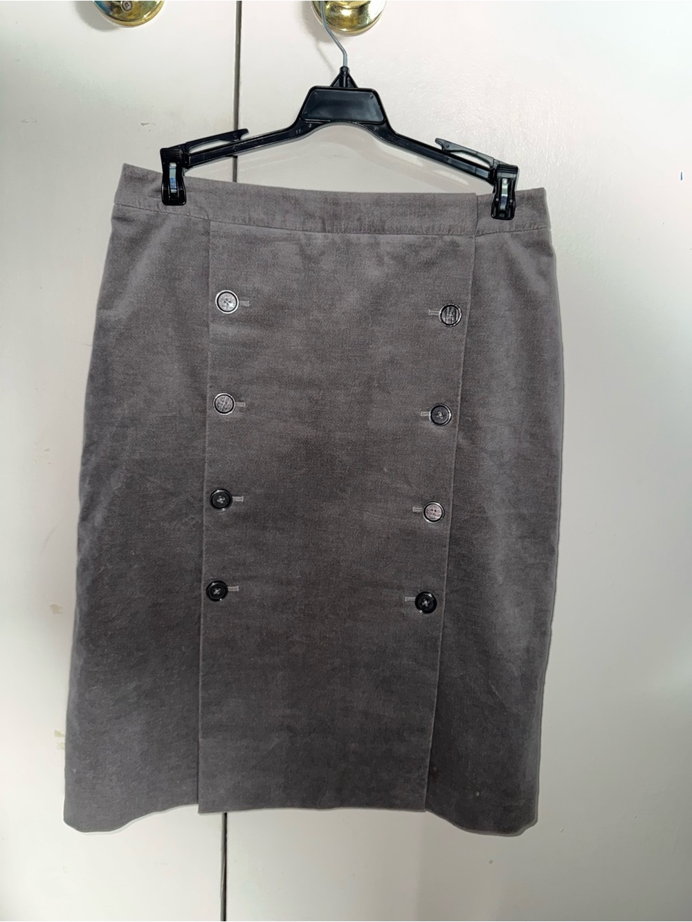Brooks Brothers Gray Double-Button Pencil Skirt
